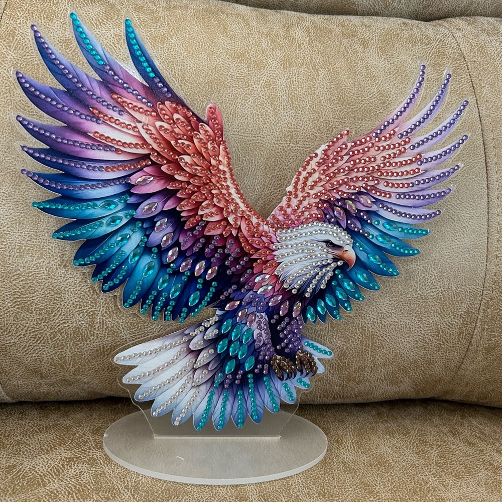 Colorful Eagle Figurine with Gem Accents Freedom